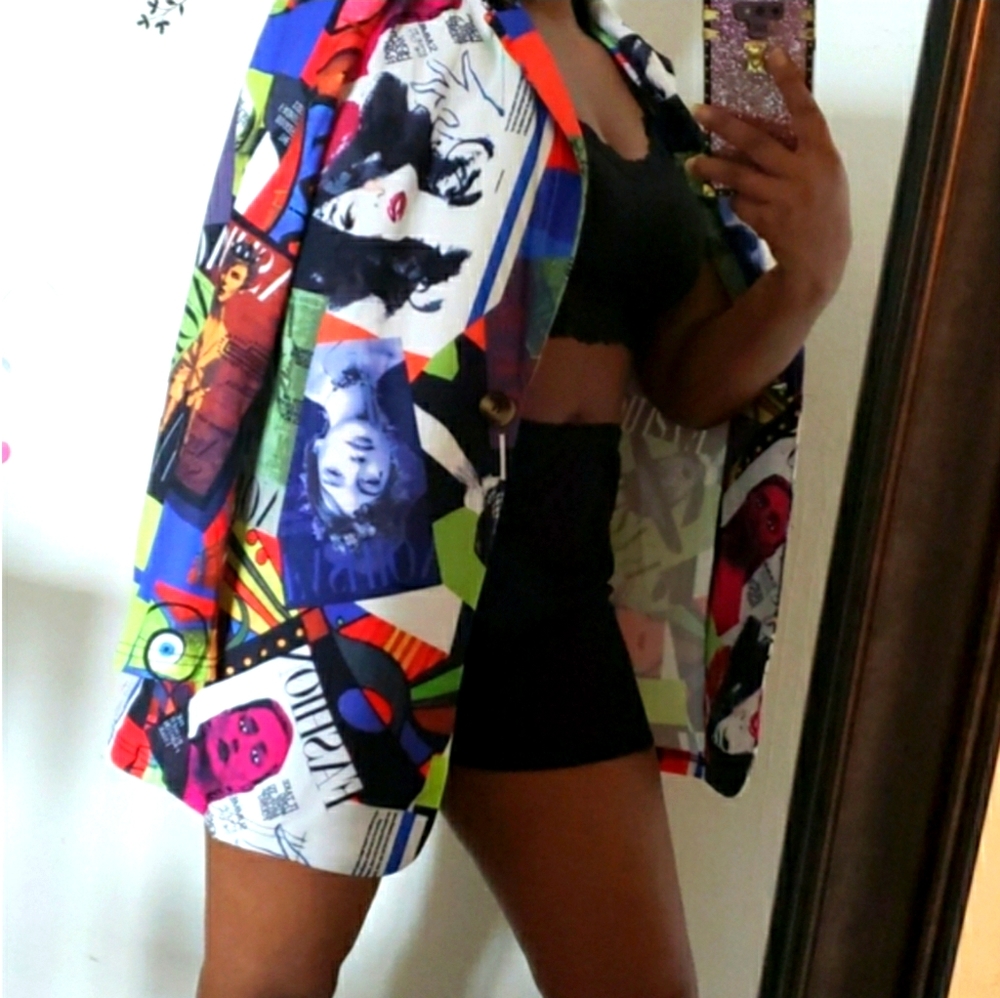 Multicolor Allover Fashion Print Blazer